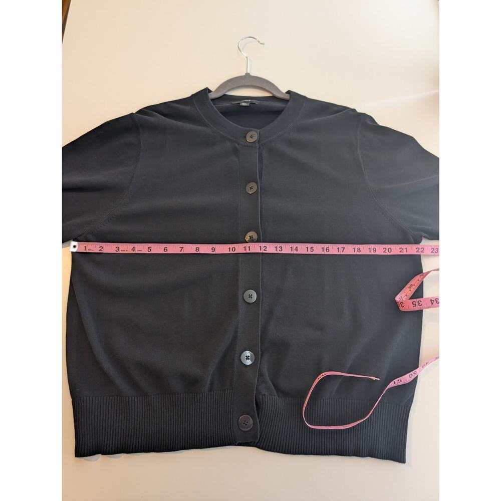 J Crew Jackie Cardigan Sweater Cotton Crepe Preppy Academia Black Size XXL - Picture 10 of 11